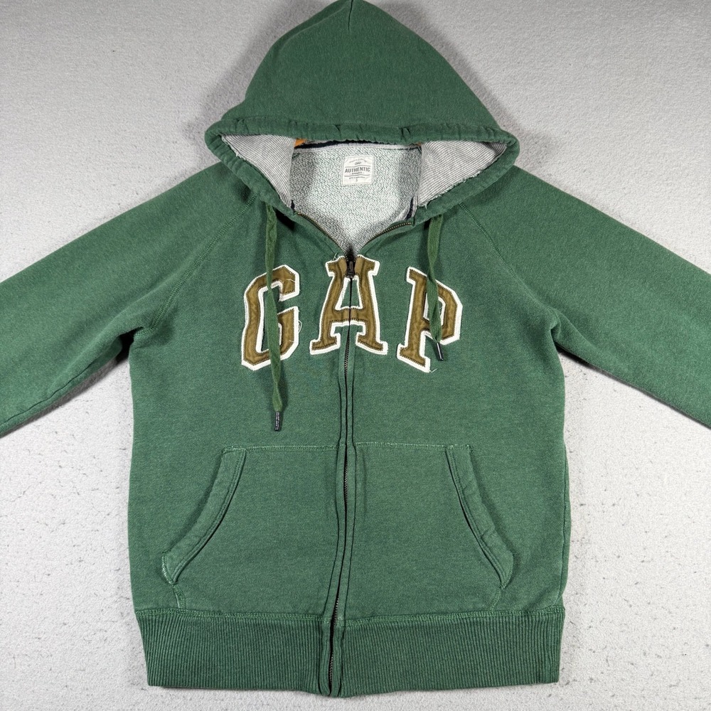 Gap Authentic Apparel Men Green Full Zip Hoodie Logo Small Embroidered 603034-01 - Picture 3 of 13
